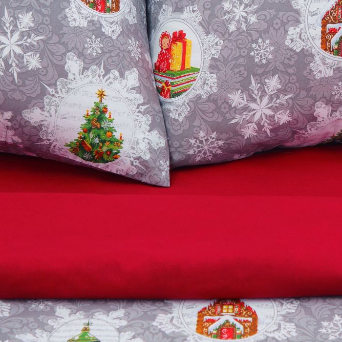 Постельное белье "Этель" евро Новогодняя сказка 200*217 см,220*240 см,70*70 см -2 шт,поплин 125 г/м2
