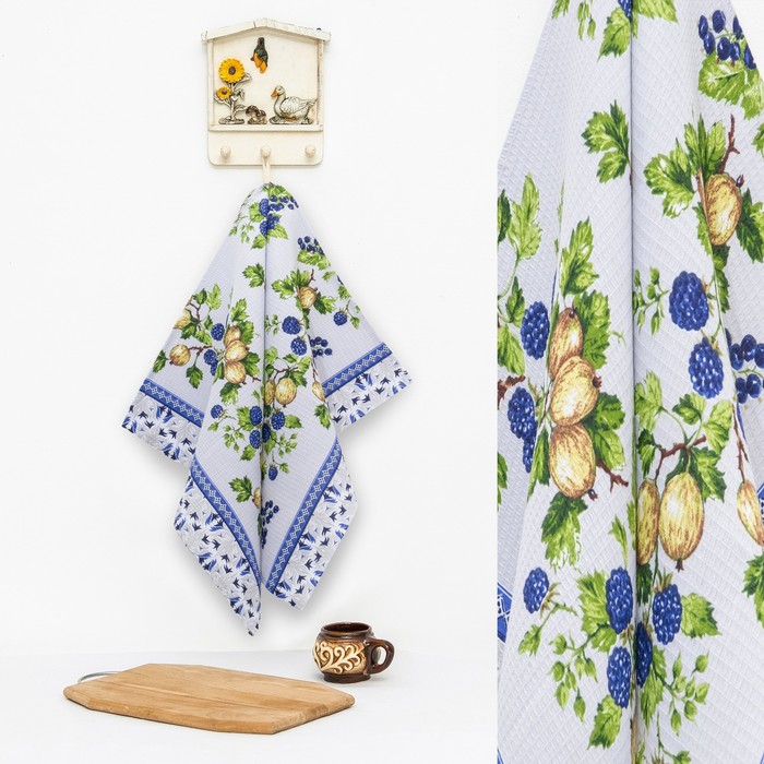 Полотенце "Доляна" Крыжовник 50*70 см с петелькой, 100% хл, ваф.полотно