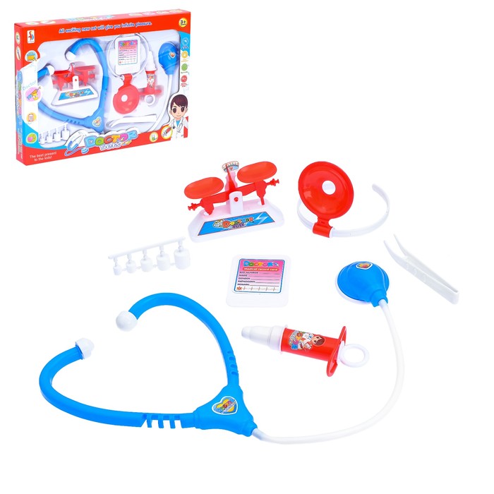 Набор доктора "Поликлиника", голубой, 9 предметов