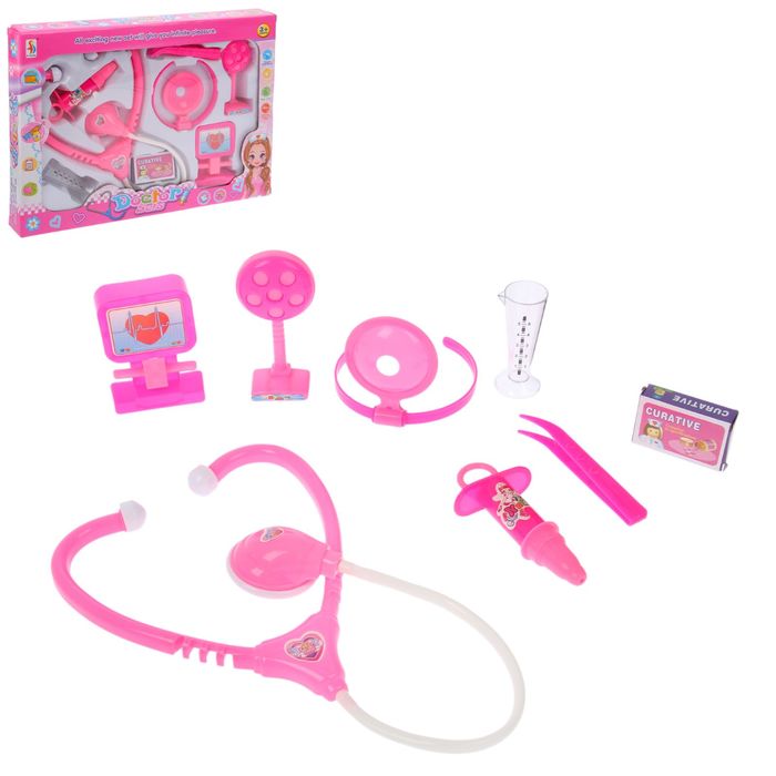 Набор доктора "Поликлиника", розовый, 8 предметов