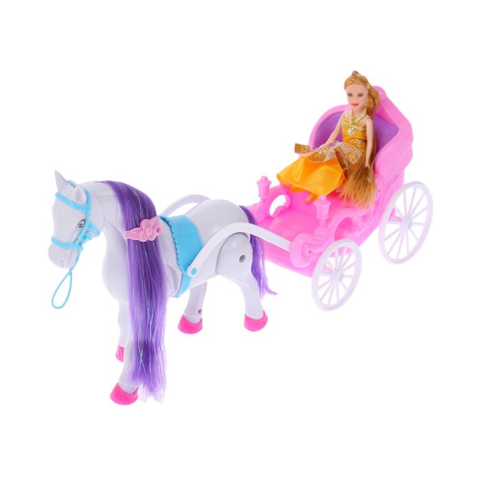 Карета для кукол "Для принцессы" с куклой, лошадка ходит, звуковые эффекты, МИКС