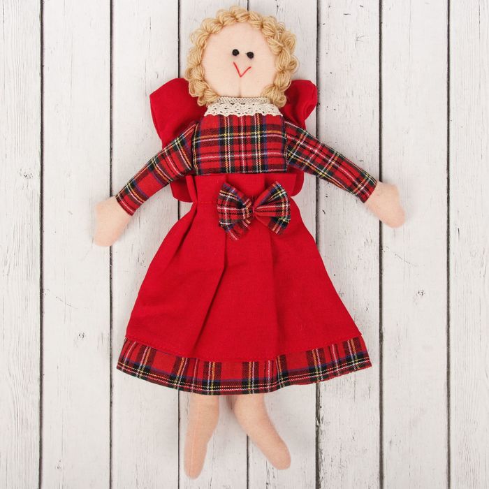 Кукла интерьерная "Ангелочек" в платье с бантиком, цвета МИКС