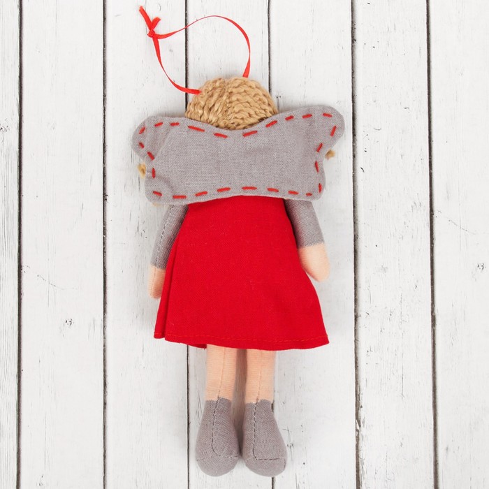 Кукла интерьерная "Ангелочек" в шарфике, на платье сердце с пуговкой, цвета МИКС