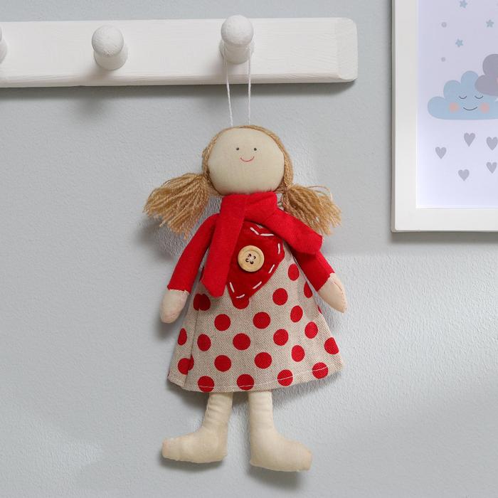 фото Кукла интерьерная «оксана», платье в горошек, с сердцем, цвета микс