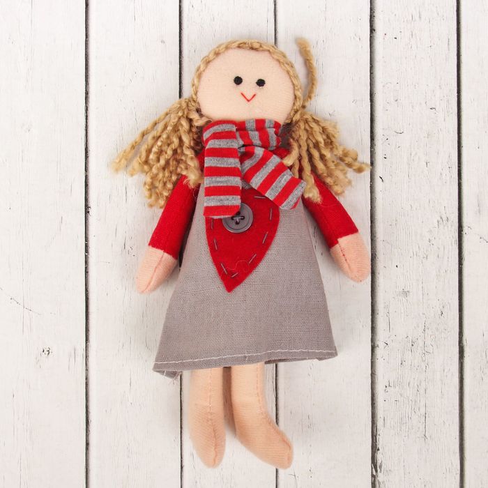 Кукла интерьерная "Оксана" полосатый шарфик, цвета МИКС