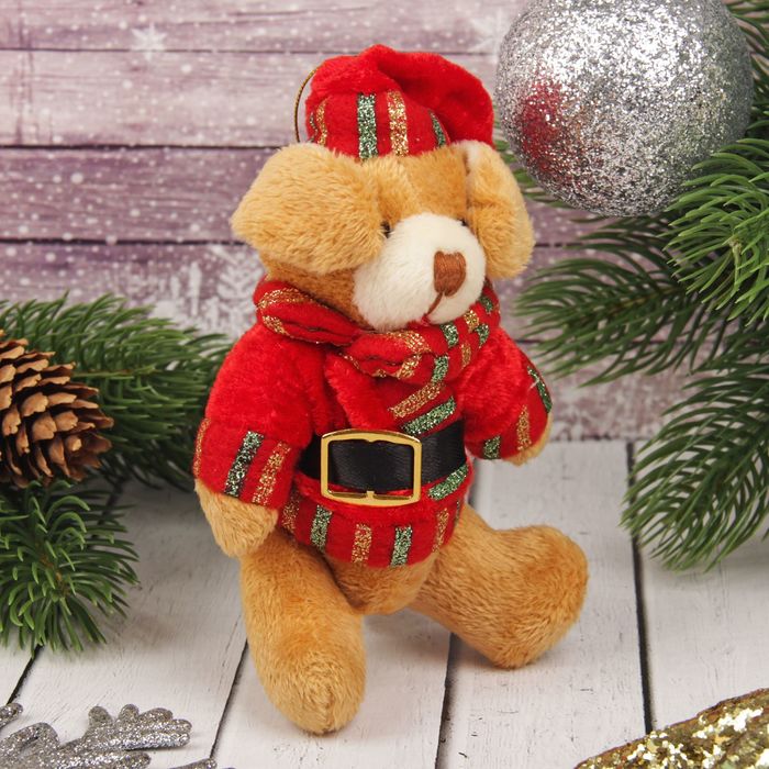 Мягкая игрушка-подвеска "Пёсик" в колпаке и кофточке, цвета МИКС