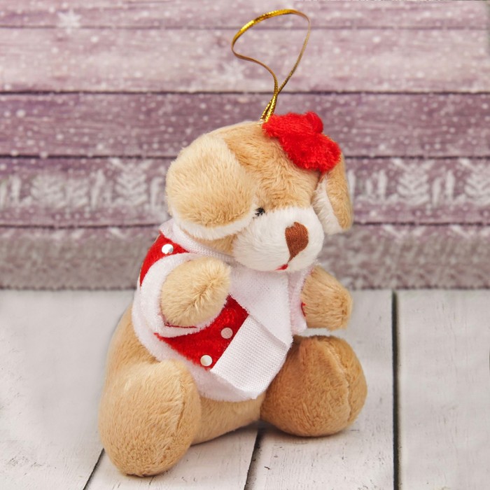 Мягкая игрушка-подвеска "Собачка" в колпаке и кофточке, цвета МИКС