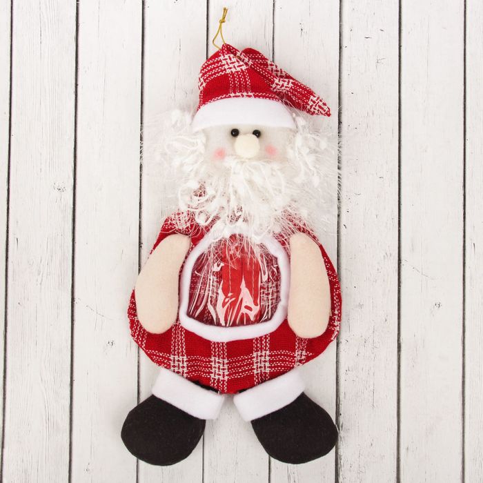 Подарочная упаковка "Новый год" в клеточку, вместимость 150 гр., виды МИКС