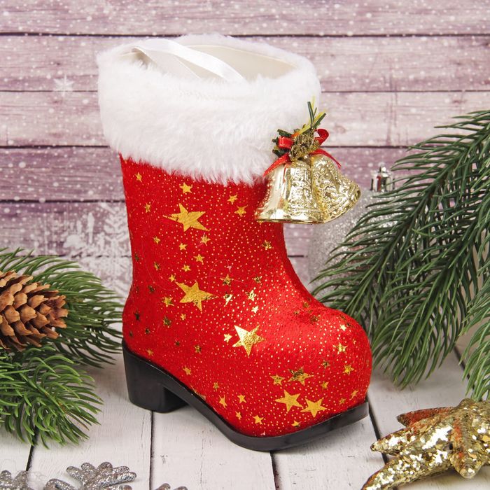 Подарочная упаковка "Сапожок" звезды и колокольчик