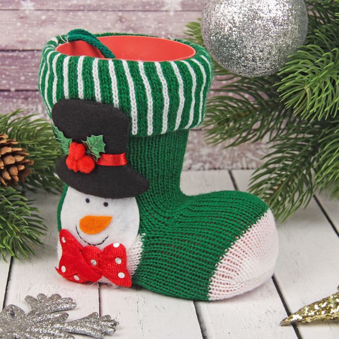 Подарочная упаковка "Сапожок" со снеговиком