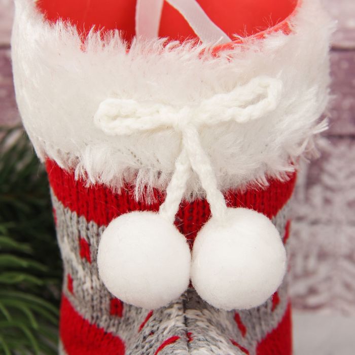 Подарочная упаковка "Вязаный сапожок" с бантиком, цвета МИКС