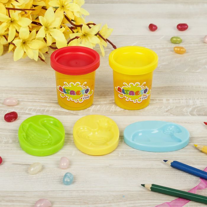 Набор для лепки "2 цвета + пластиковые аксессуары" 2 баночки по 56,7 гр., аксес.