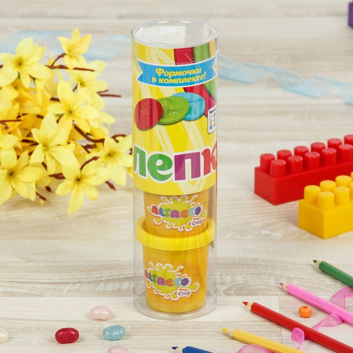 Набор для лепки "2 цвета + пластиковые аксессуары" 2 баночки по 56,7 гр., аксес.