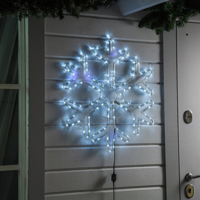 

Светодиодная фигура «Снежинка», 69 см, дюралайт, 144 LED, 220 В, мерцание, свечение белый/синий