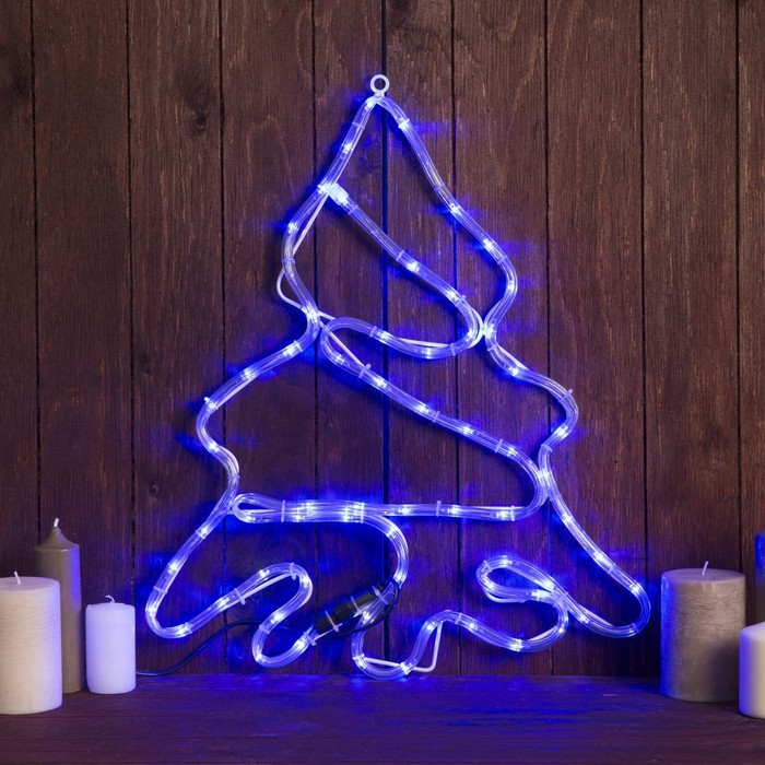 Фигура дюралайт "Елочка" 40х47 см,72/12 LED,мерцание,220V СИНИЙ-БЕЛЫЙ