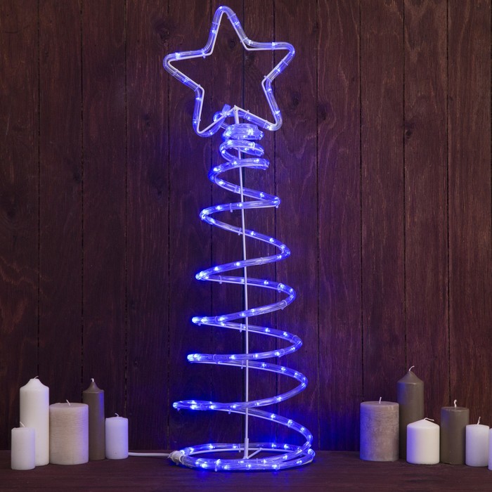 Фигура дюралайт "Елочка со звездой" 26х80 см,144/24 LED,мерцание,220V СИНИЙ-БЕЛЫЙ