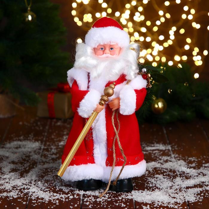 Дед Мороз В красной шубе, с посохом 27 см фигура дед мороз с посохом 34см