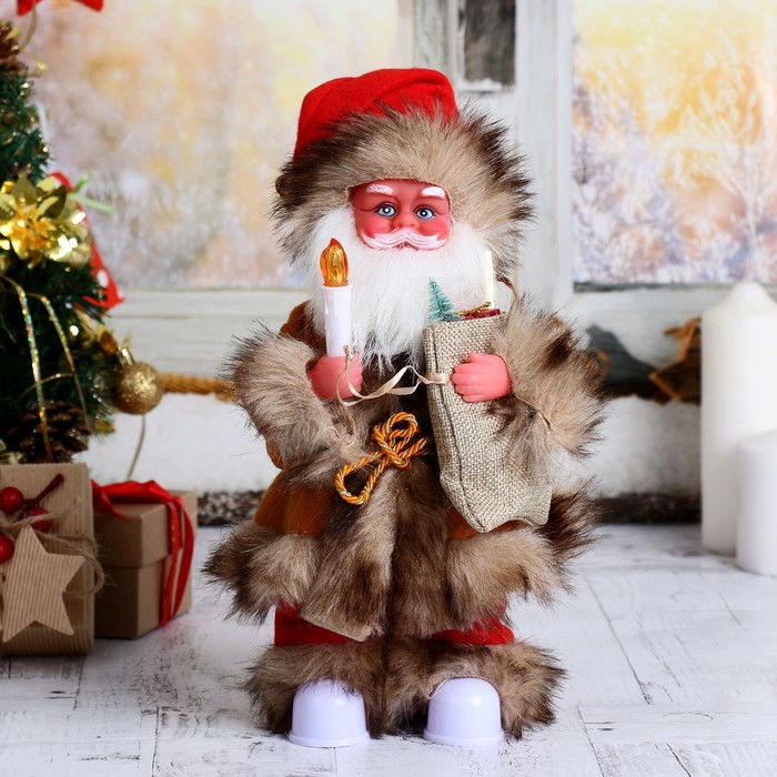 Дед Мороз "Лесовичок", с подарками и свечой, русская мелодия