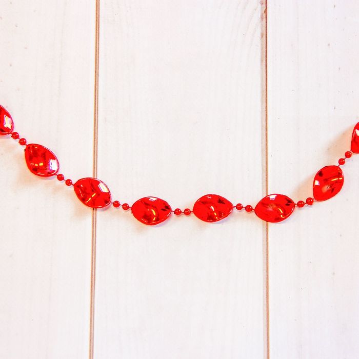 Бусы на ёлку 270 см "Волнистый овал" красные d-0,9 см