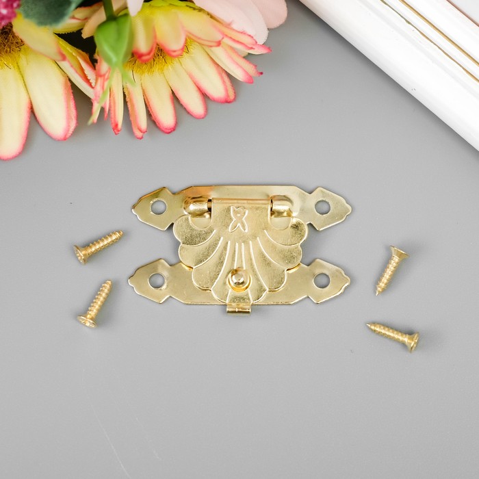 Замок металл для шкатулки &quot;Ракушка&quot; золото набор 4 шт 2х3,5 см