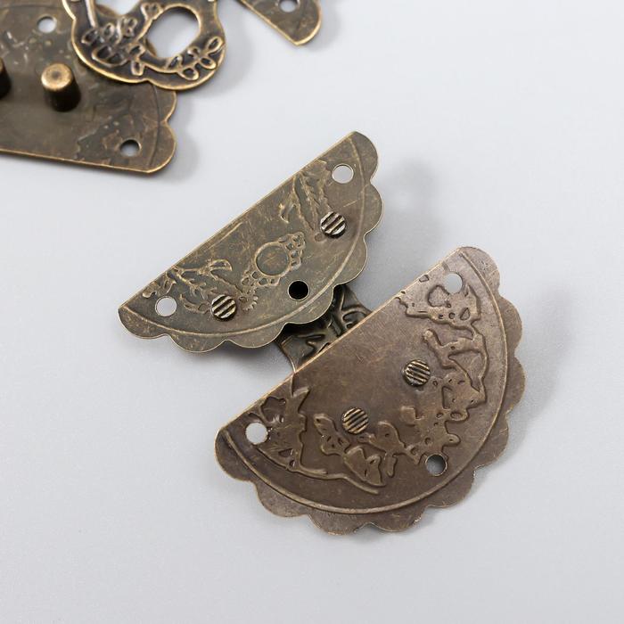 Замок металл для шкатулки "Цветок" бронза набор 2 шт 2,7х2,7 см