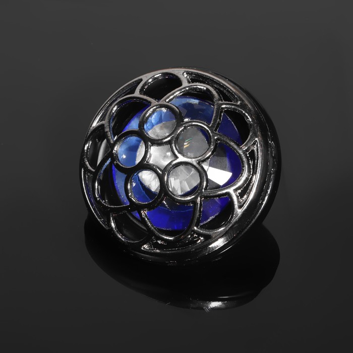 Пуговица декоративная «Цветок», d=38мм, цвет чёрный