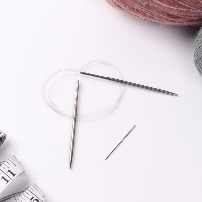 Спицы для вязания круговые, с иголкой, d=3,5мм, 14/40см