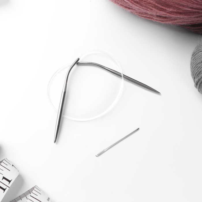 Спицы для вязания круговые, с иголкой, d=4,5мм, 14/40см