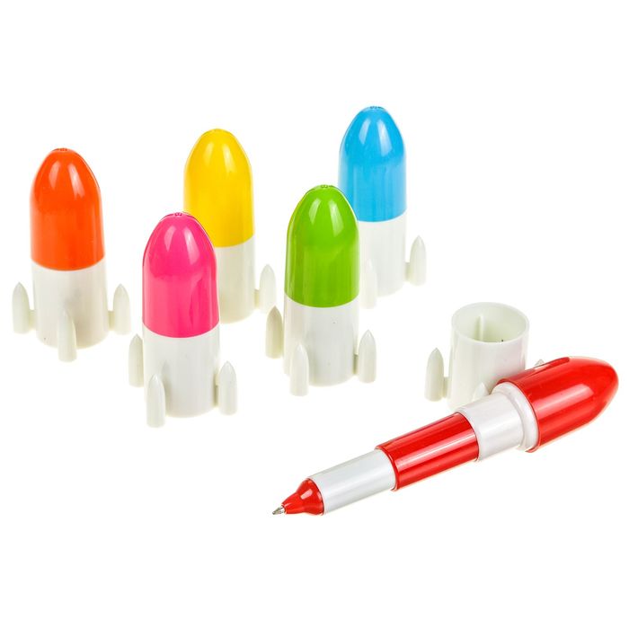 Ручка шариковая-прикол Ракета раздвижная 11,5см МИКС