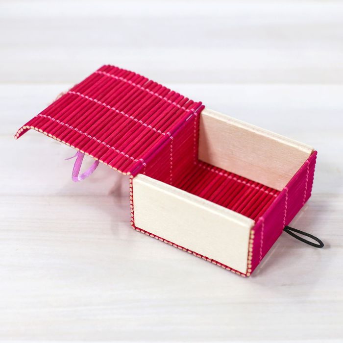 Шкатулка - соломка "Я тебя очень люблю", квадратная, розовая