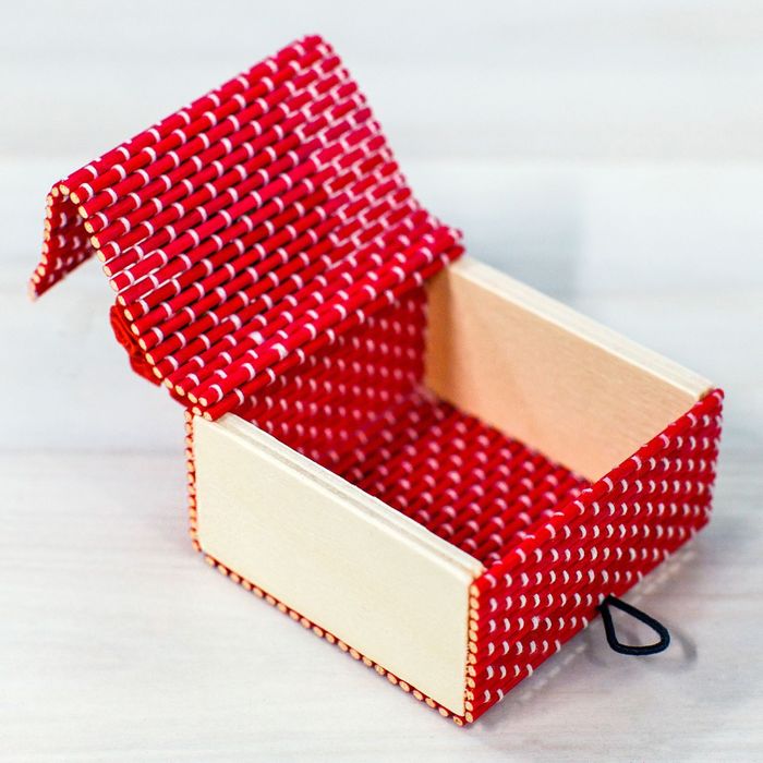 Шкатулка - соломка "От чистого сердца!", квадратная, красная