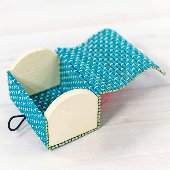 Шкатулка - соломка "Самой милой и нежной!", сундучок, бирюзовая