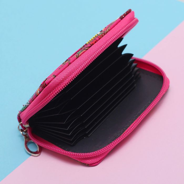 Визитница Совы, 7*2*11см, 9 карманов на молнии, малиновый