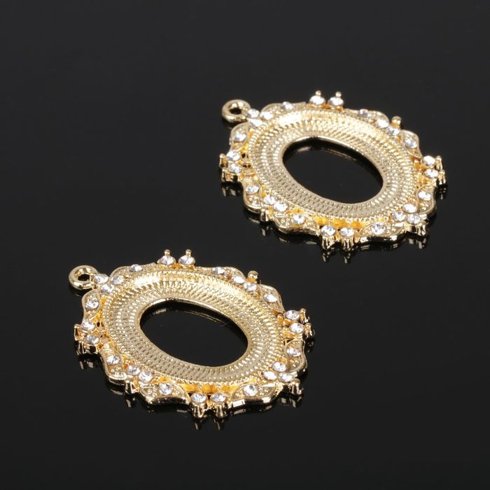 Коннектор "Рамка" со стразами (набор 2шт), площадка 1,8см, DZ6883, цвет золото