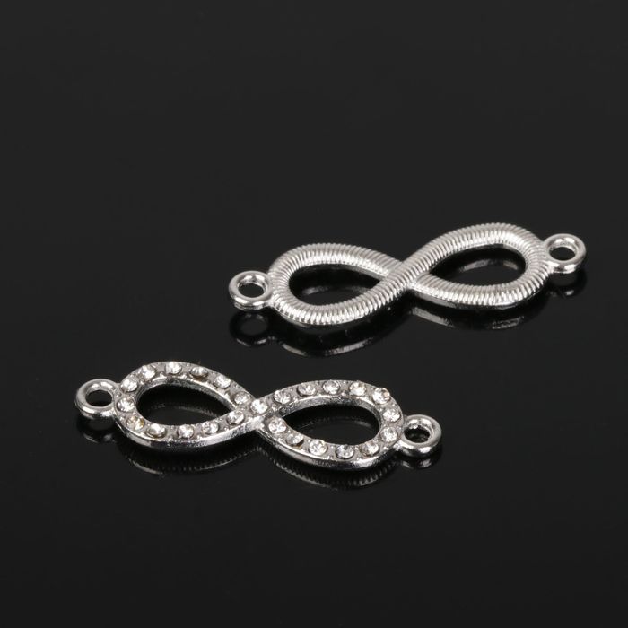 Коннектор "Бесконечность" со стразами (набор 4шт), DZ -6741, цвет серебро