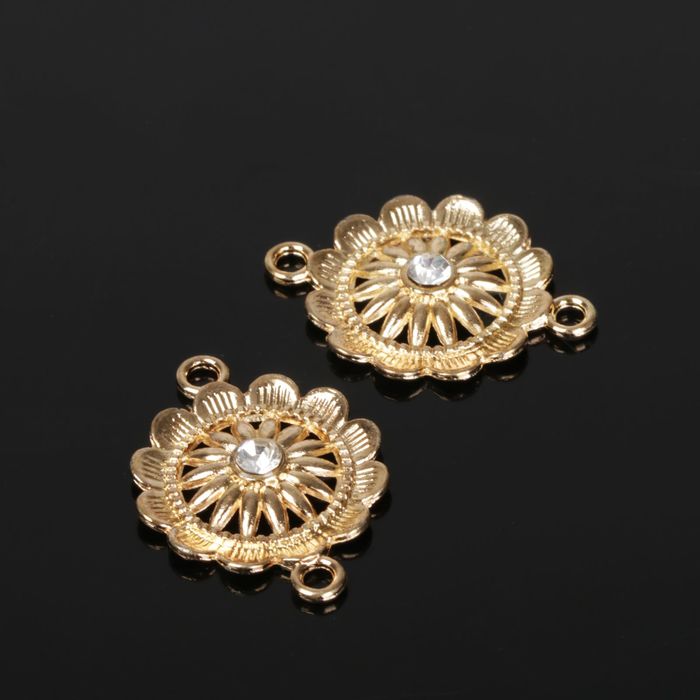 Коннектор "Цветок" со стразами (набор 4шт), DZ-3261, цвет золото