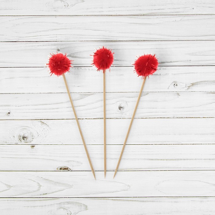 Шпажки "Красный пушистик" (набор 8 шт)