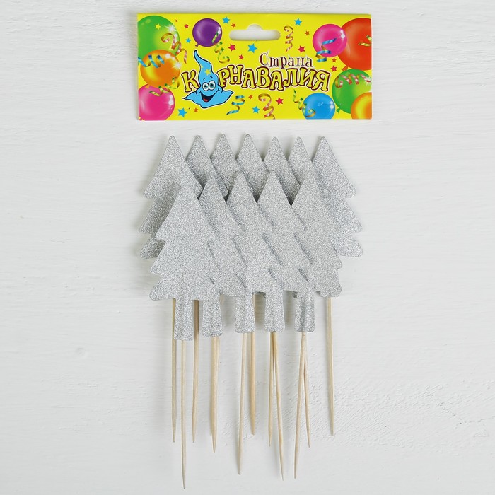 Шпажки "Ёлочки в снегу" (набор 12 шт)