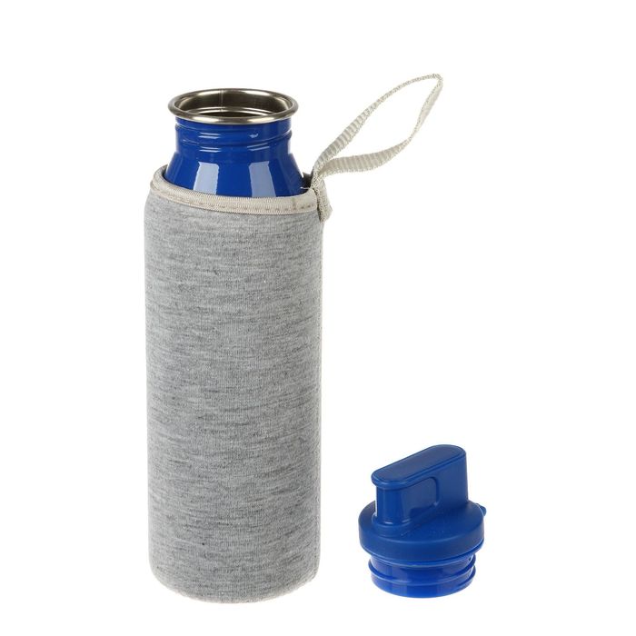 Фляжка туристическая из нержавеющей стали с поильником и чехлом, 750 мл, микс