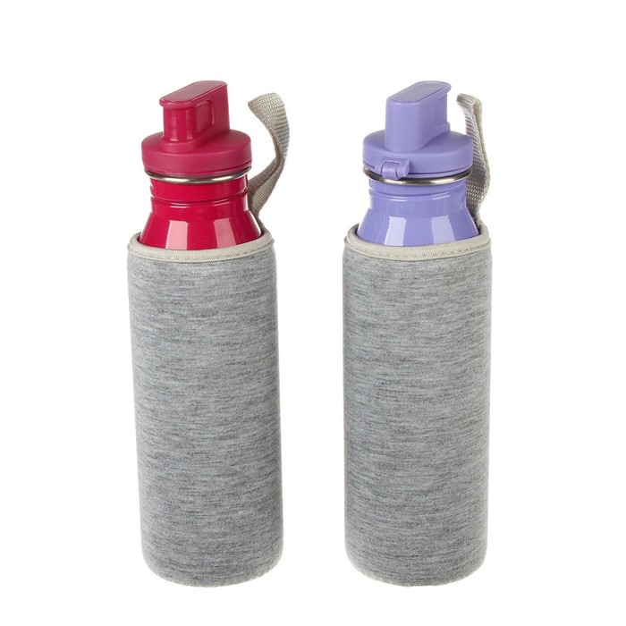 Фляжка туристическая из нержавеющей стали с поильником и чехлом, 750 мл, микс