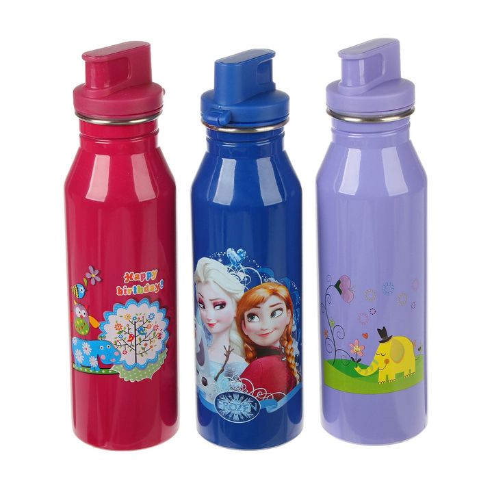 Фляжка туристическая из нержавеющей стали с поильником и чехлом, 750 мл, микс