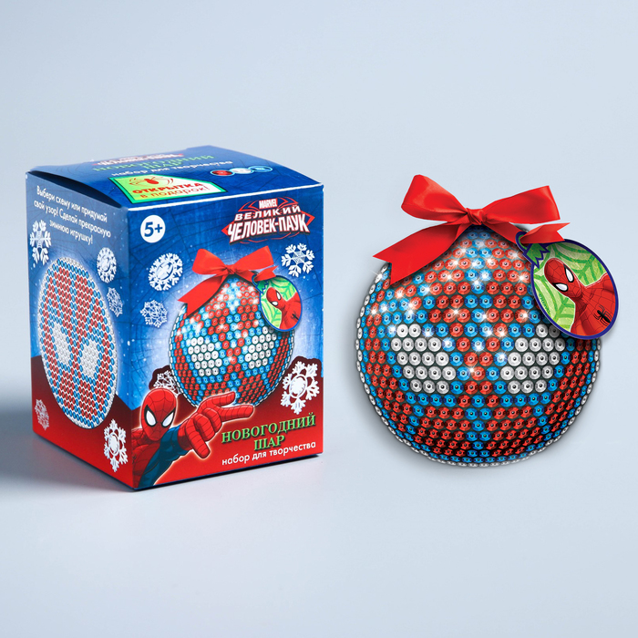 Шар новогодний "Человек-паук" с пайетками
