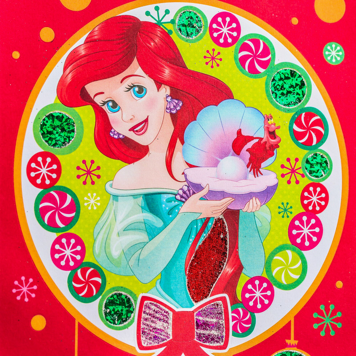 Фреска цветной фольгой "Чудесного Нового года!" Принцессы: Ариэль + стек, блестки 2 гр