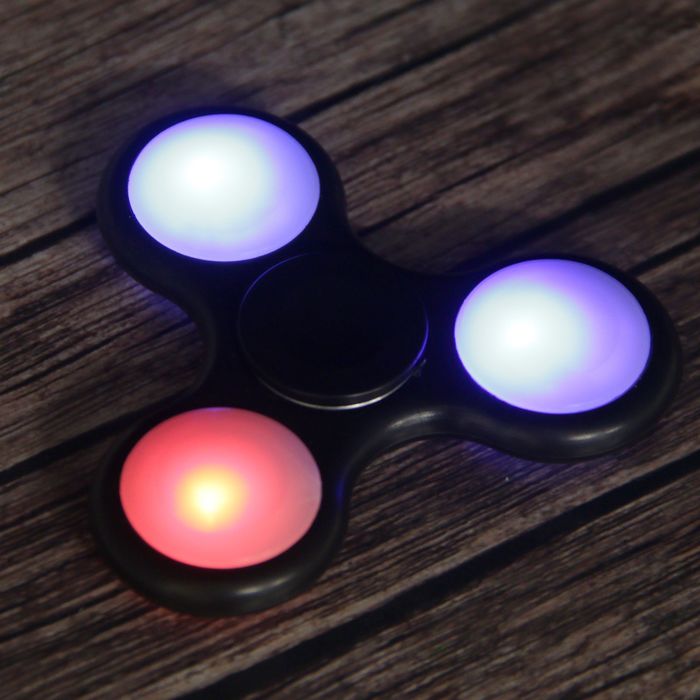 Спиннер "Light", черный с подсветкой 7х7х1.5см