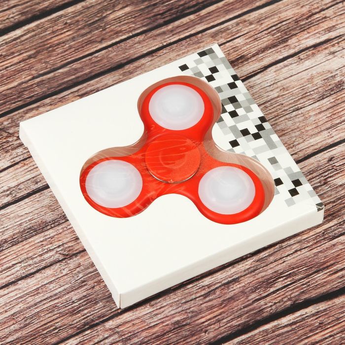 Спиннер "Light", красный с подсветкой 7х7х1.5см