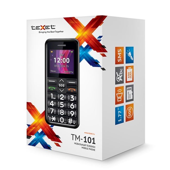 Сотовый телефон Texet TM-101, черный