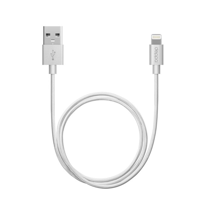 Кабель Deppa (72187) MFI алюминий/нейлон Apple 8-pin, серебрянный, 1,2 м