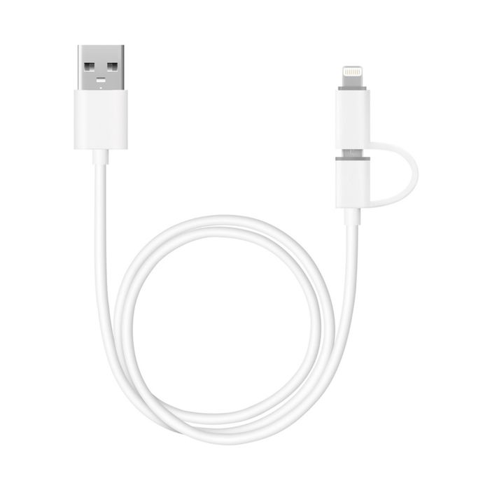 Кабель Deppa (72203) 2 в 1: Apple 8-pin micro USB, белый,  1,2 м