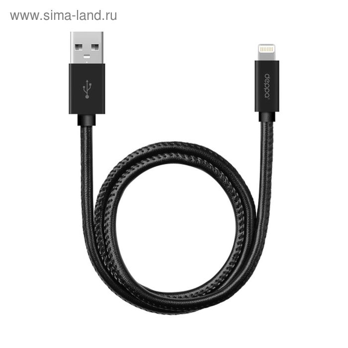 Кабель Deppa (72266) USB - 8-pin MFI, 1,2 м, алюминий/экокожа, черный кабель deppa 72266 usb 8 pin mfi 1 2 м алюминий экокожа черный
