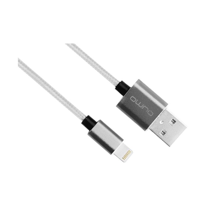 Кабель Qumo (20718) Apple 8-pin MFI, метал.кон/нейлон, темно-серый